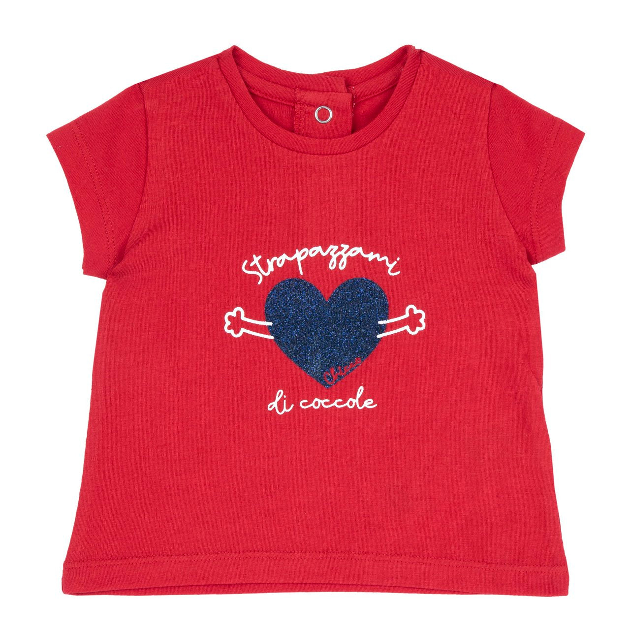 MAGLIETTA CHICCO ROSSA CON CUORE GLITTER