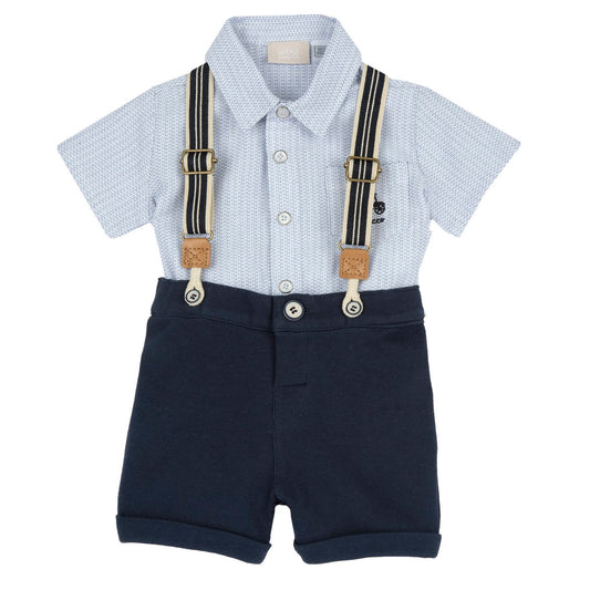 COMPLETO CHICCO CAMICIA E PANTALONI CORTI CON BRETELLE