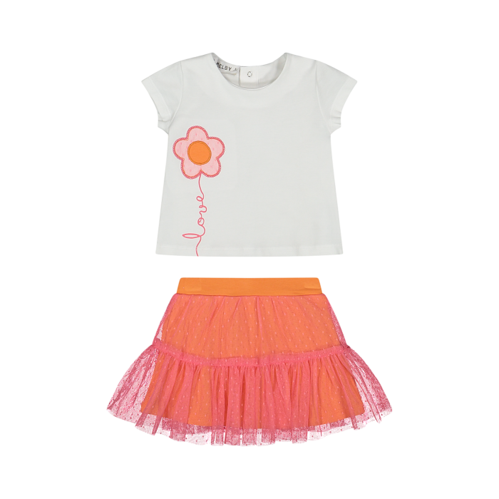 Completo corto due pezzi in jersey stretch bambina