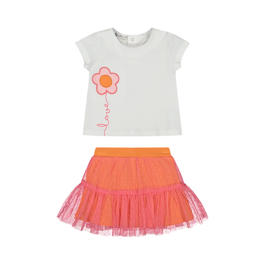 Completo corto due pezzi in jersey stretch bambina