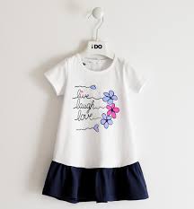 Abito 100% cotone con gonna colorata per bambina da 6 mesi a 7 anni iDO - Solletico