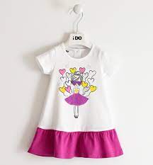 Abito 100% cotone con gonna colorata per bambina da 6 mesi a 7 anni iDO - Solletico