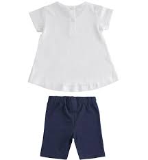 Completo bambina t-shirt e pantaloni corti iDO da 6 mesi a 8 anni iDO