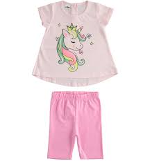 Completo bambina t-shirt e pantaloni corti iDO da 6 mesi a 8 anni iDO