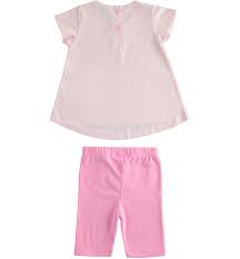 Completo bambina t-shirt e pantaloni corti iDO da 6 mesi a 8 anni iDO