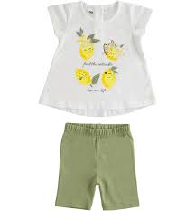 Completo bambina t-shirt e pantaloni corti iDO da 6 mesi a 8 anni iDO