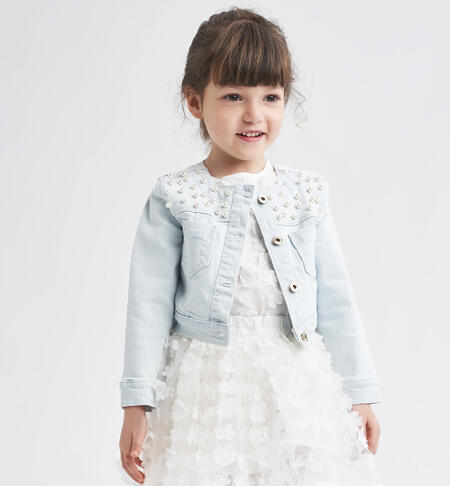 Giacchetto jeans con perle per bambina